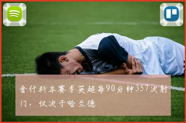 舍什科本赛季英超每90分钟357次射门，仅次于哈兰德